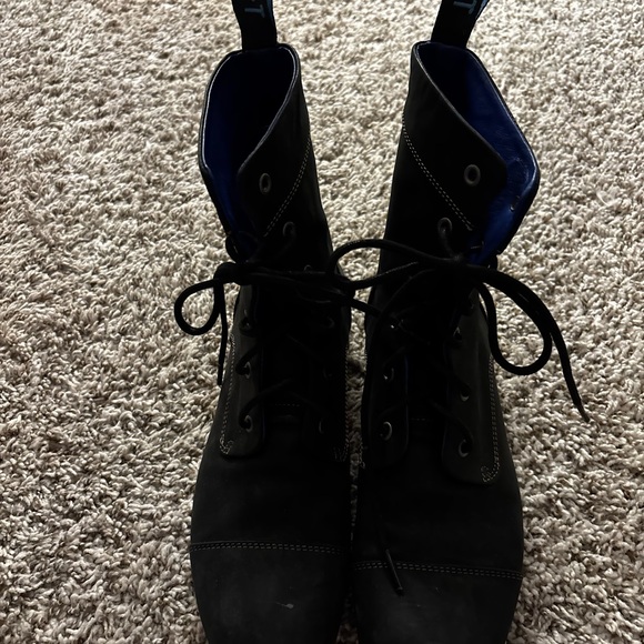 John Fluevog 240 Wagons Mateo oval  Toe Mens Black tie Hight  Boots US 10.5 - Picture 11 of 13